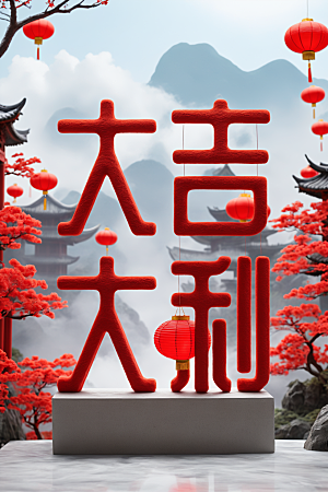 新年祝福新年热闹艺术字