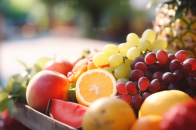 新鲜水果补充维C果蔬摄影图