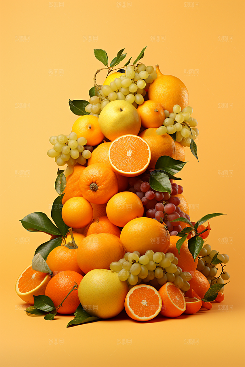 新鲜水果补充维C美食摄影图