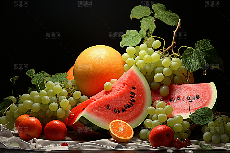 新鲜水果补充维C果蔬摄影图