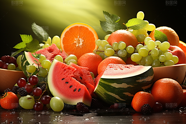 新鲜水果缤纷补充维C摄影图