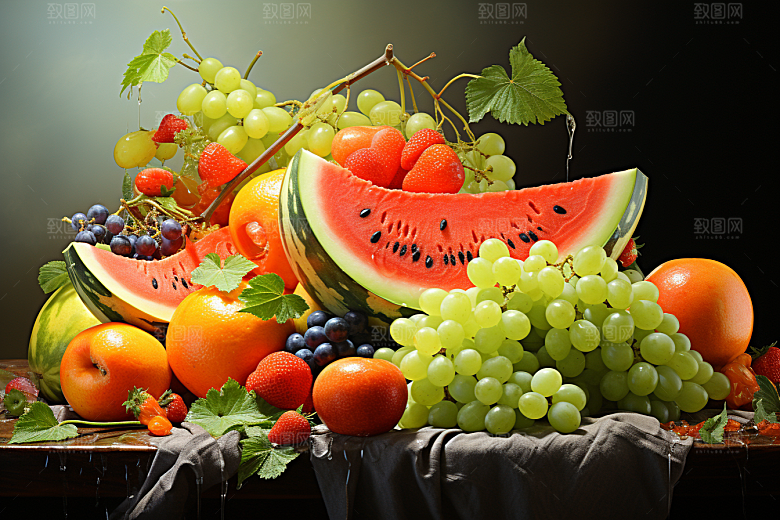 新鲜水果补充维C缤纷摄影图