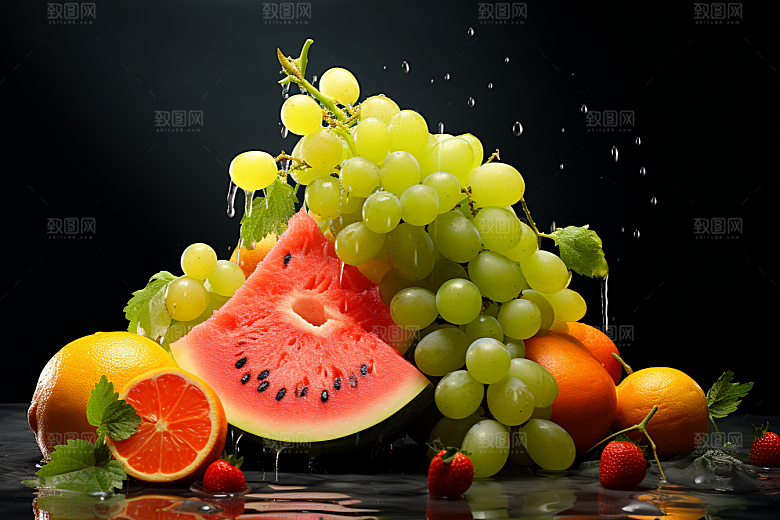 新鲜水果果品补充维C摄影图