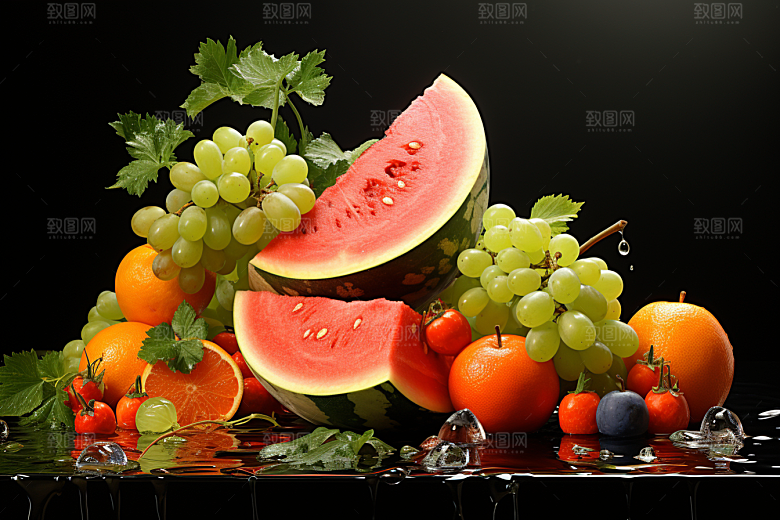 新鲜水果补充维C缤纷摄影图