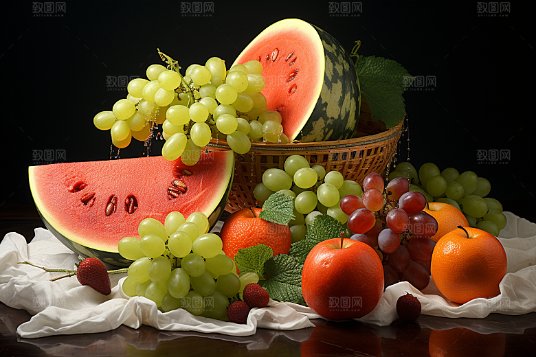 新鲜水果补充维C缤纷摄影图