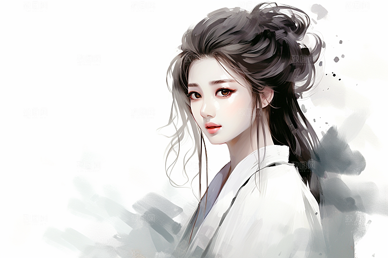 新中式美女艺术唯美插画
