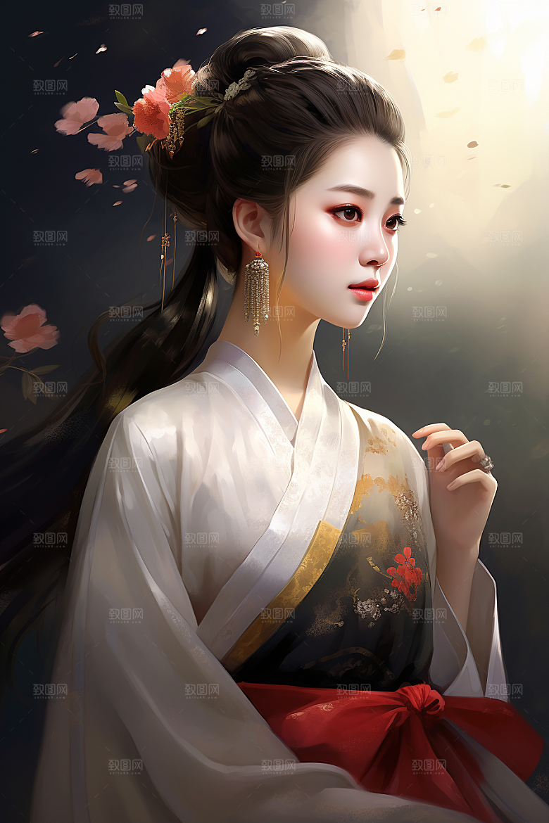 新中式美女中国风中国风插画