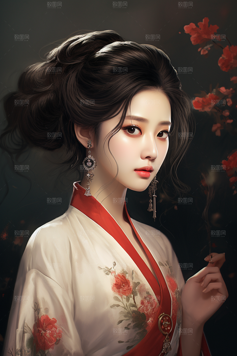 新中式美女温婉中国风插画