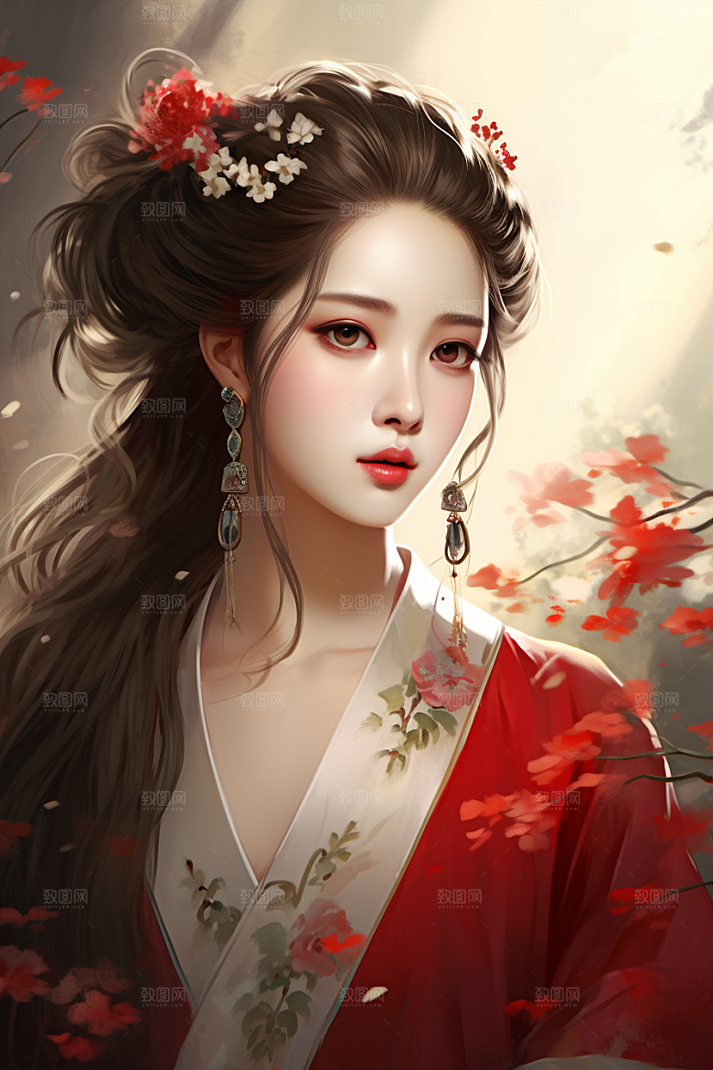 新中式美女唯美温婉插画