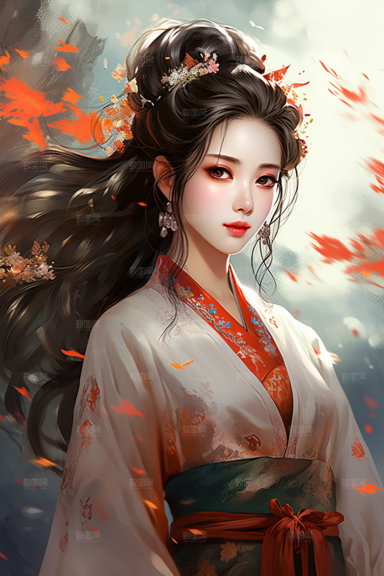 新中式美女温婉中国风插画