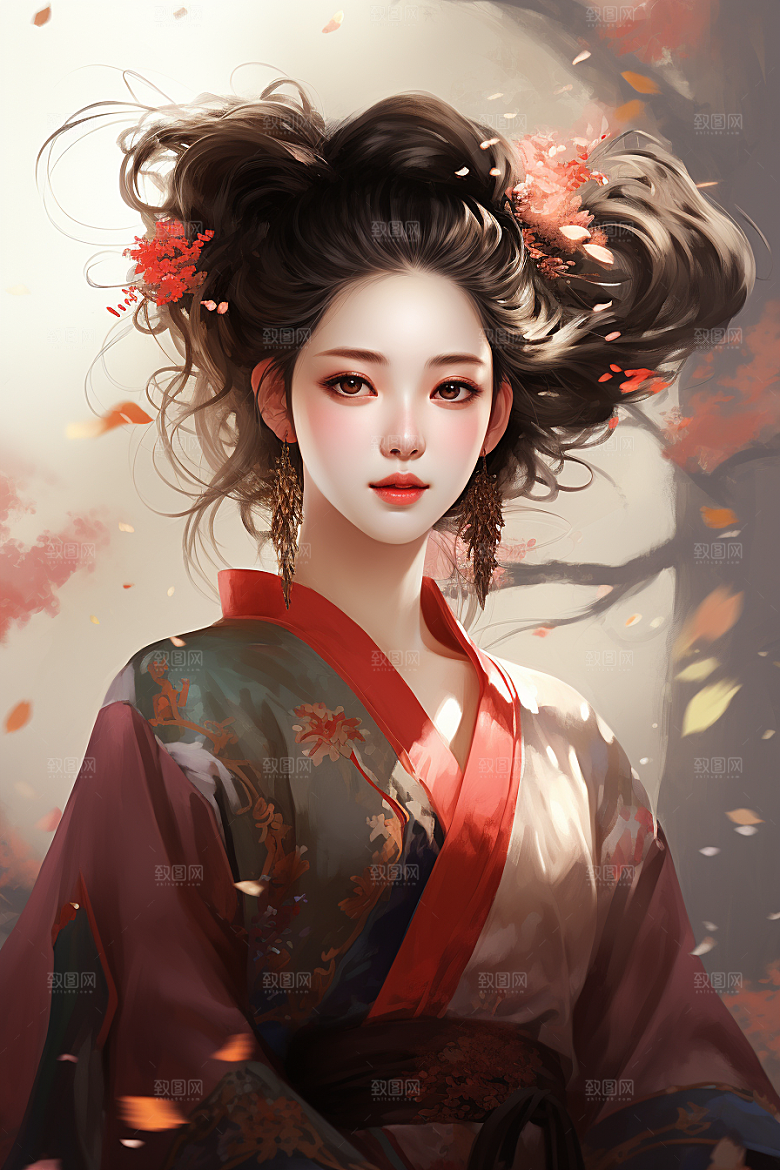 新中式美女文艺中国风插画
