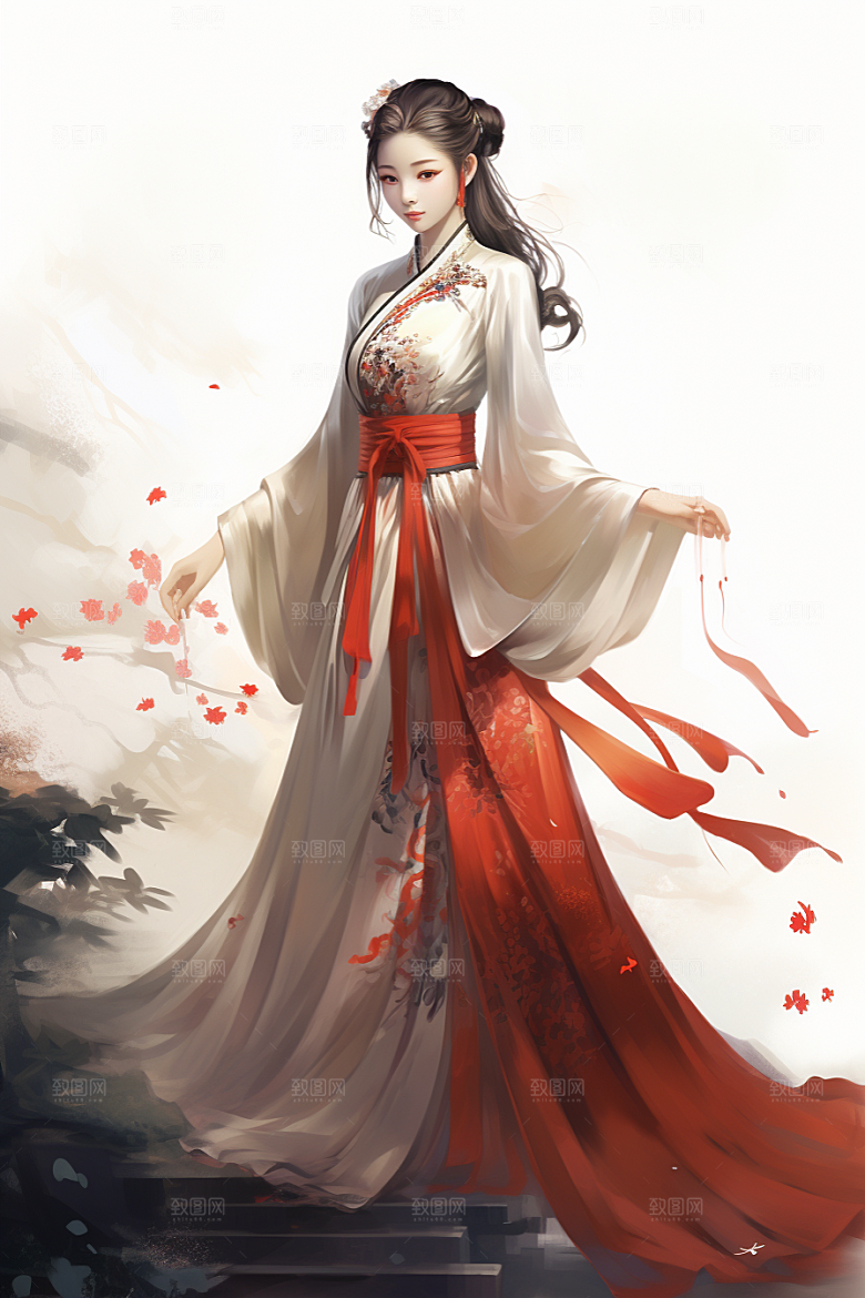 新中式美女温婉艺术插画