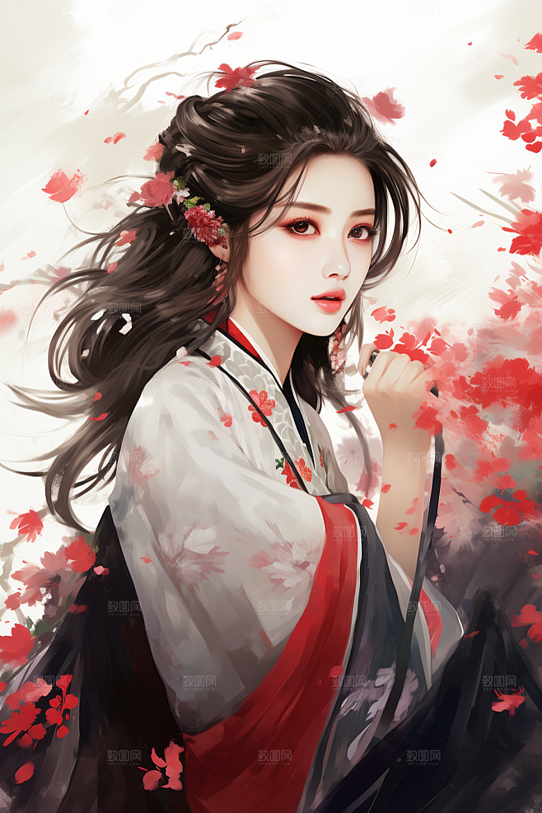 新中式美女艺术中国风插画