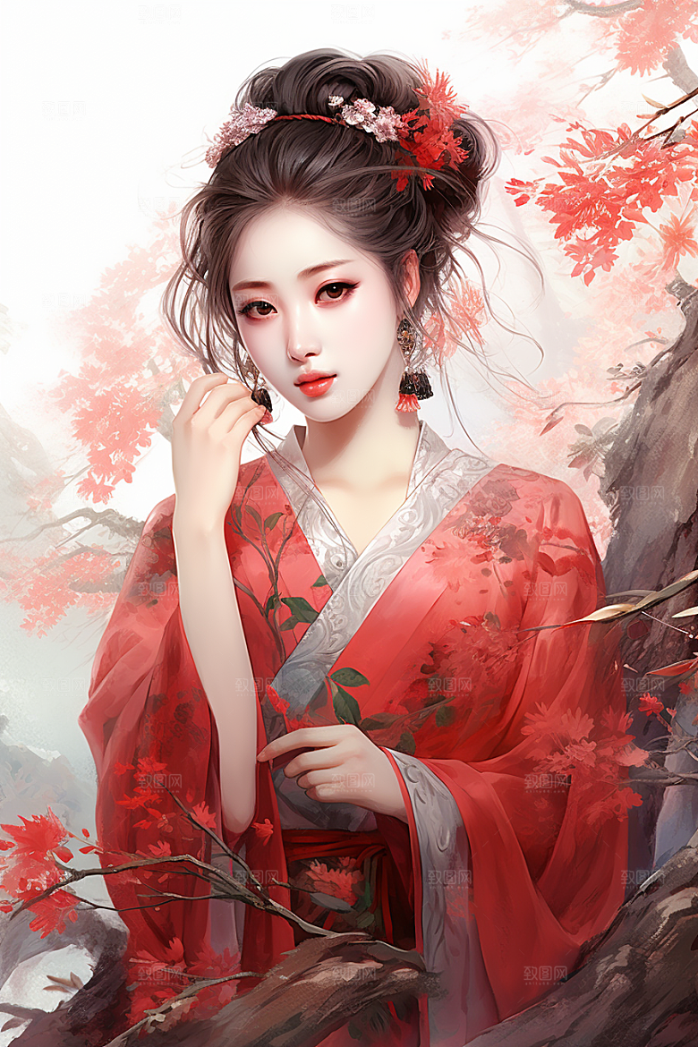 新中式美女温婉唯美插画