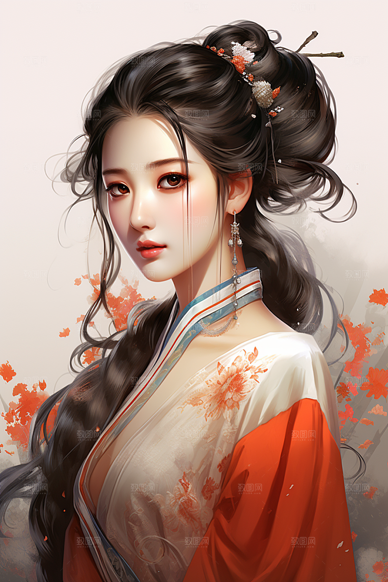 新中式美女唯美中国风插画