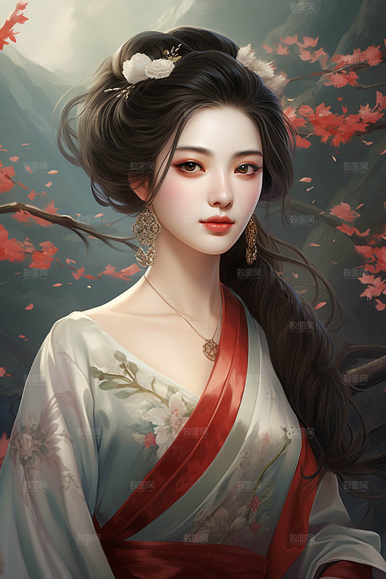 新中式美女中国风中国风插画