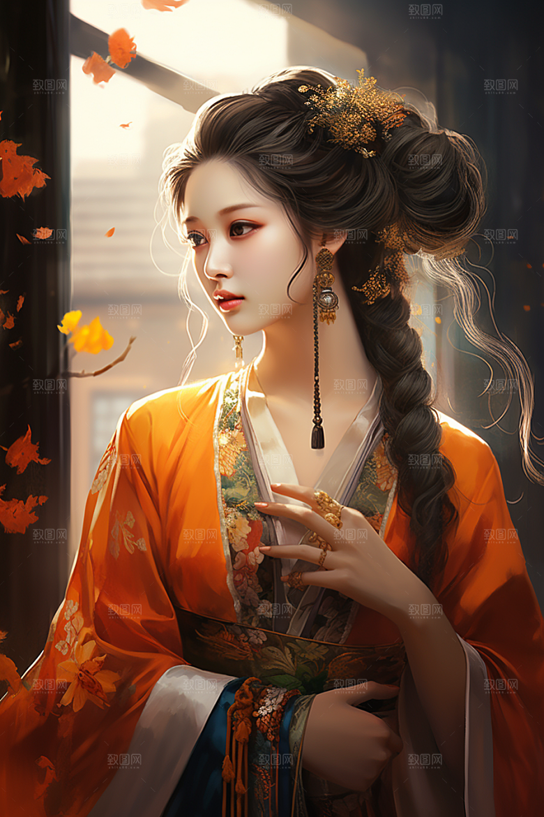 新中式美女温婉中国风插画