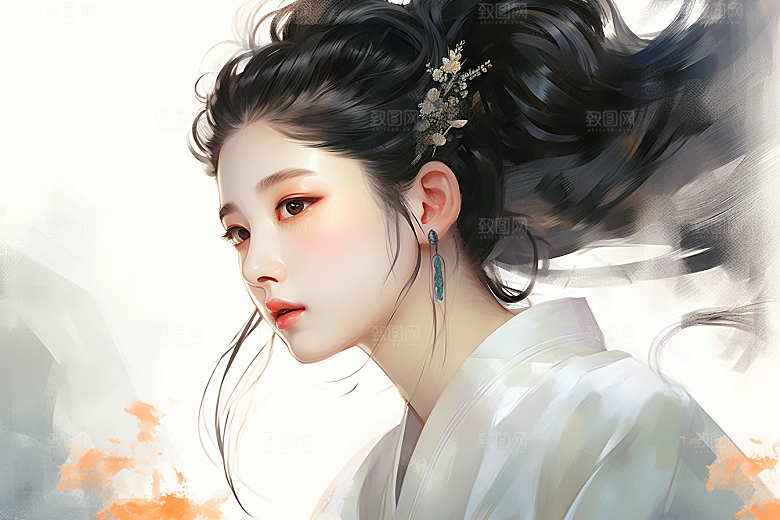 新中式美女文艺温婉插画