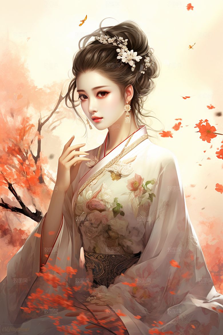 新中式美女艺术中国风插画