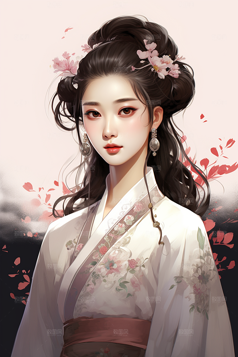 新中式美女文艺温婉插画