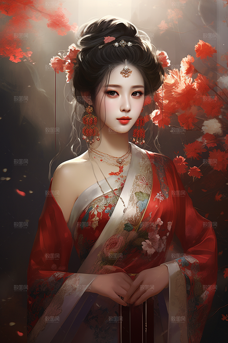 新中式美女中国风中国风插画