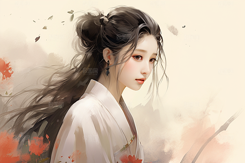 新中式美女高清中国风插画