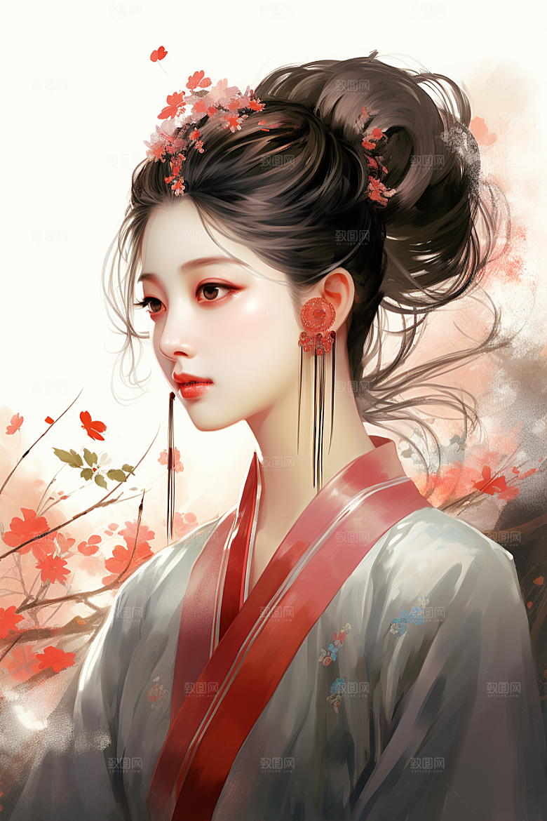 新中式美女高清中国风插画