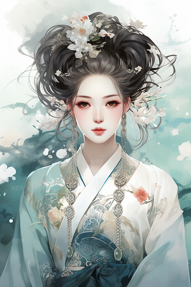 新中式美女温婉中国风插画