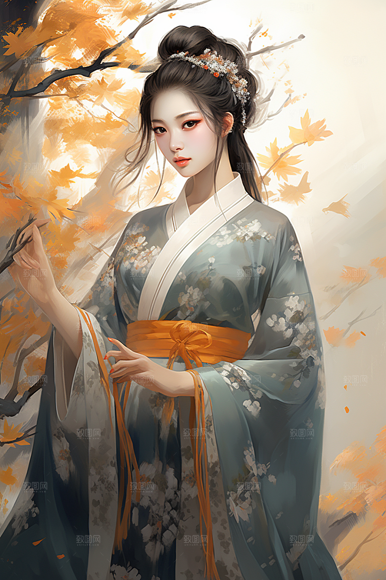 新中式美女温婉唯美插画