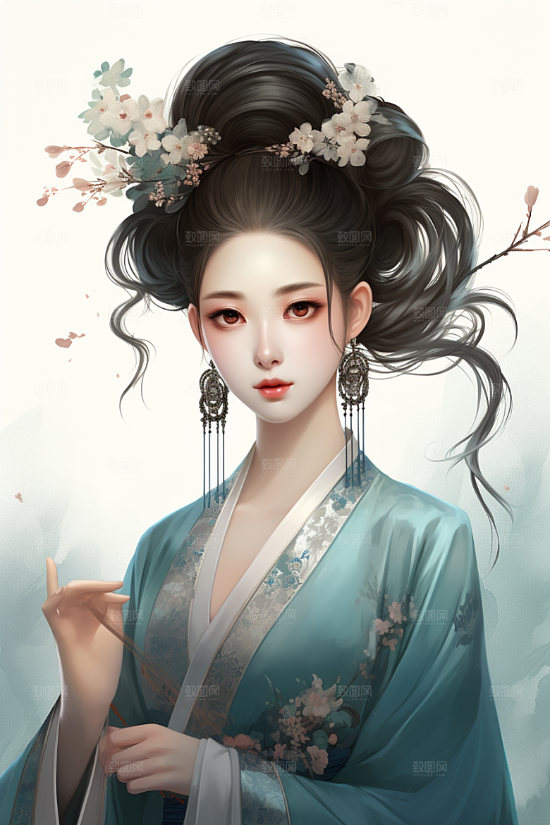 新中式美女唯美艺术插画