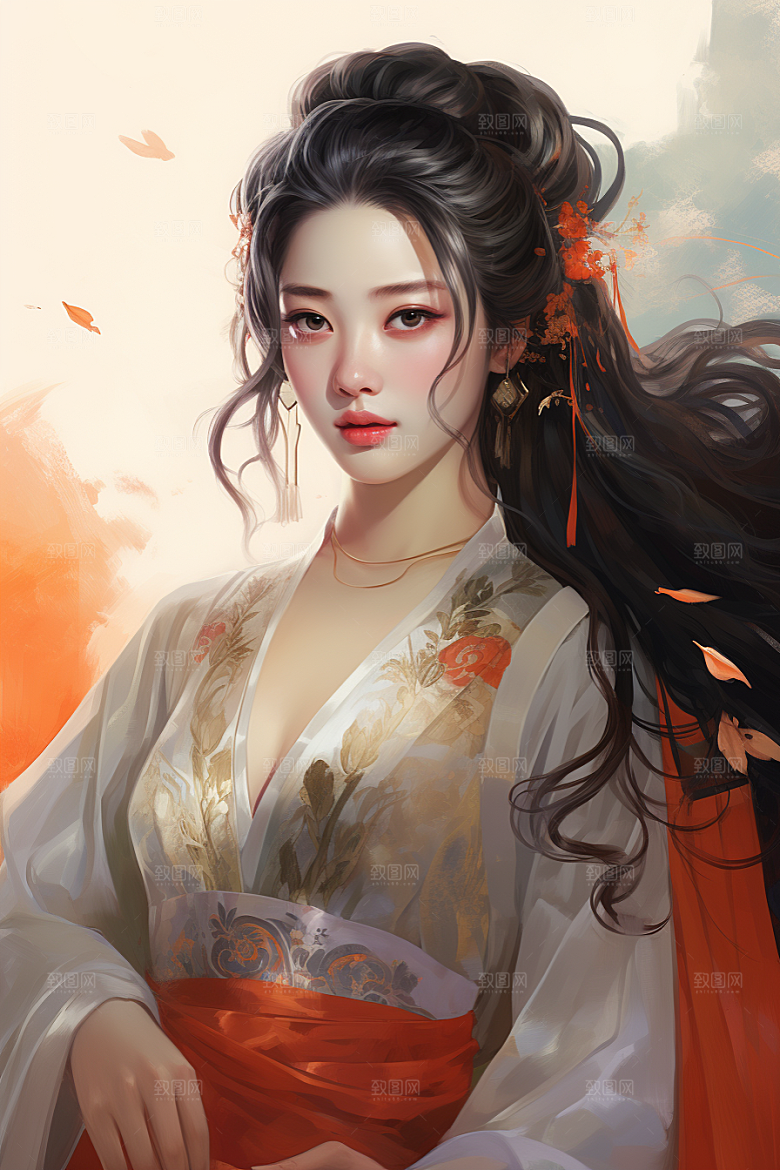 新中式美女艺术中国风插画