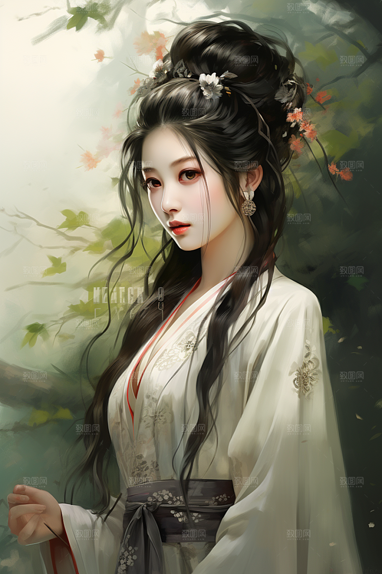 新中式美女艺术温婉插画