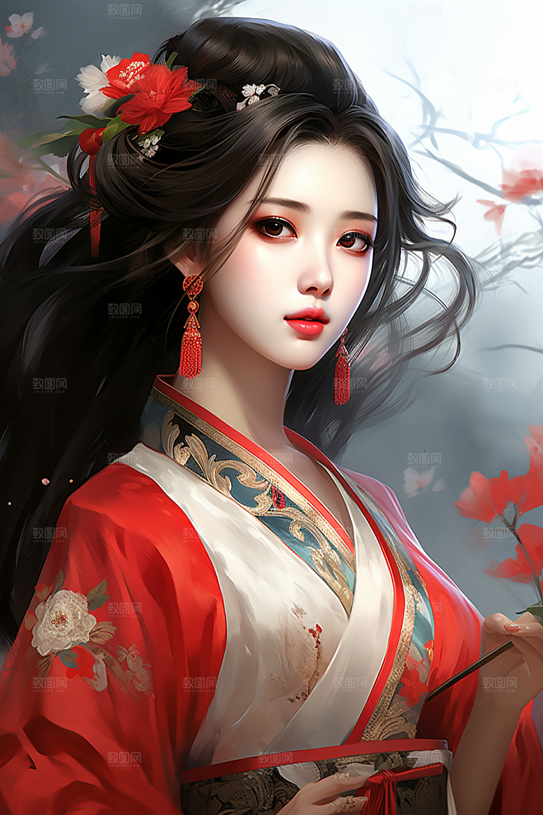 新中式美女中国风中国风插画
