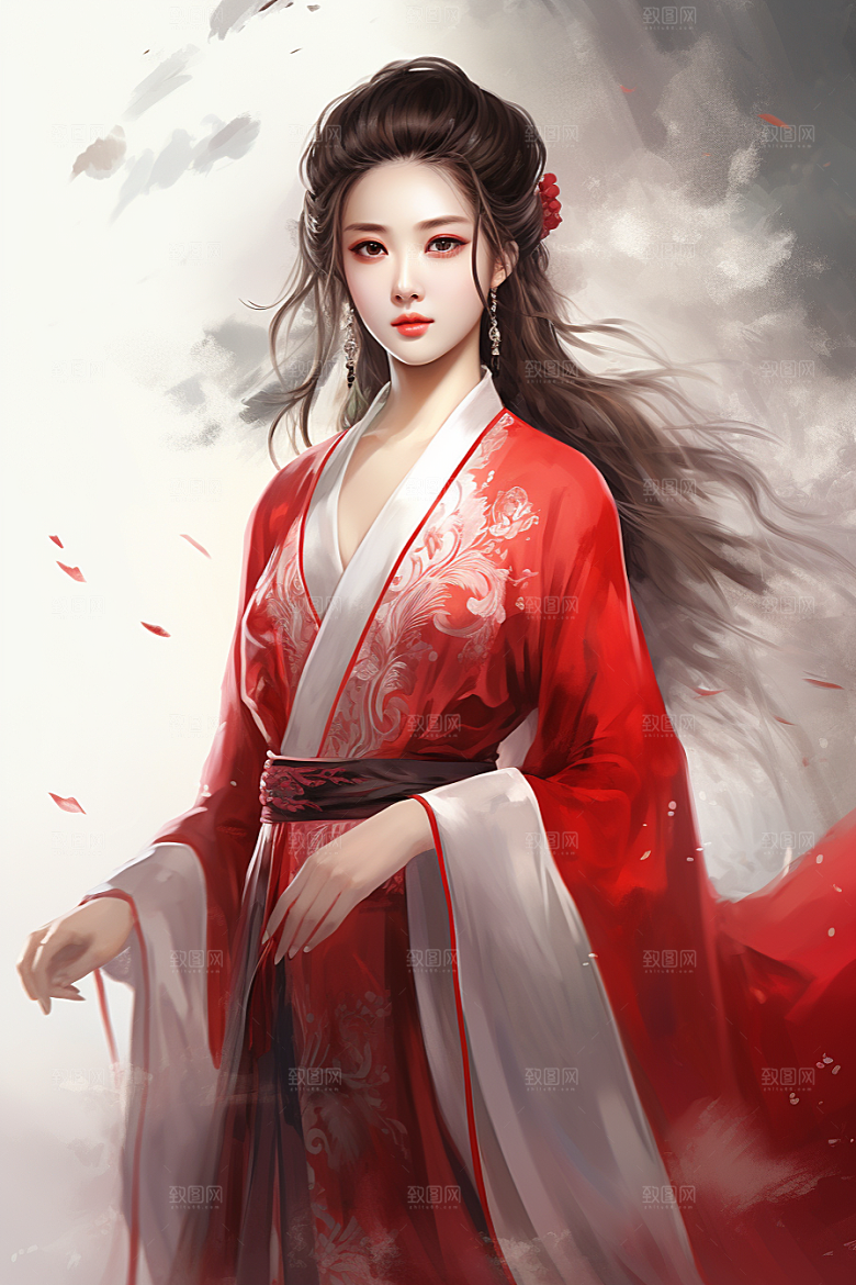 新中式美女中国风艺术插画