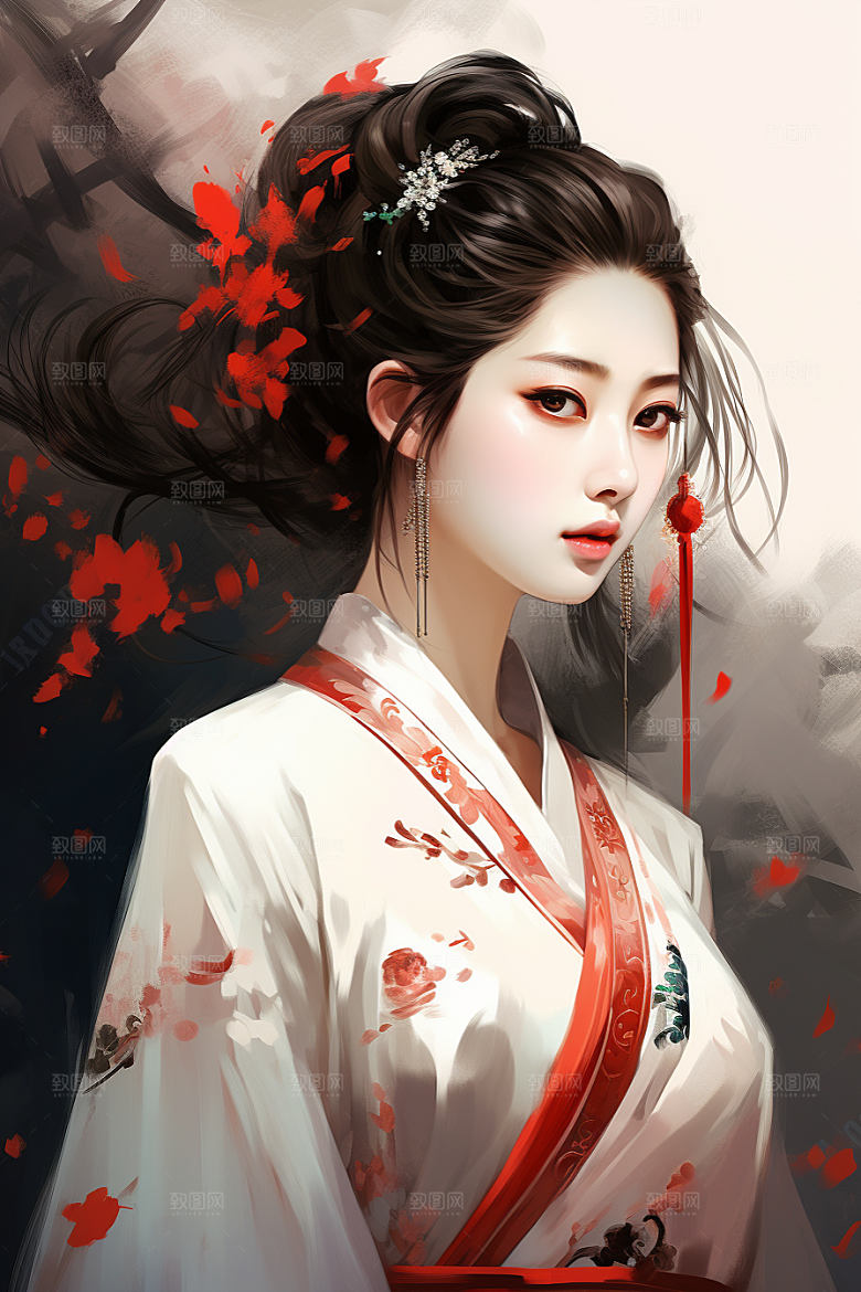新中式美女温婉唯美插画