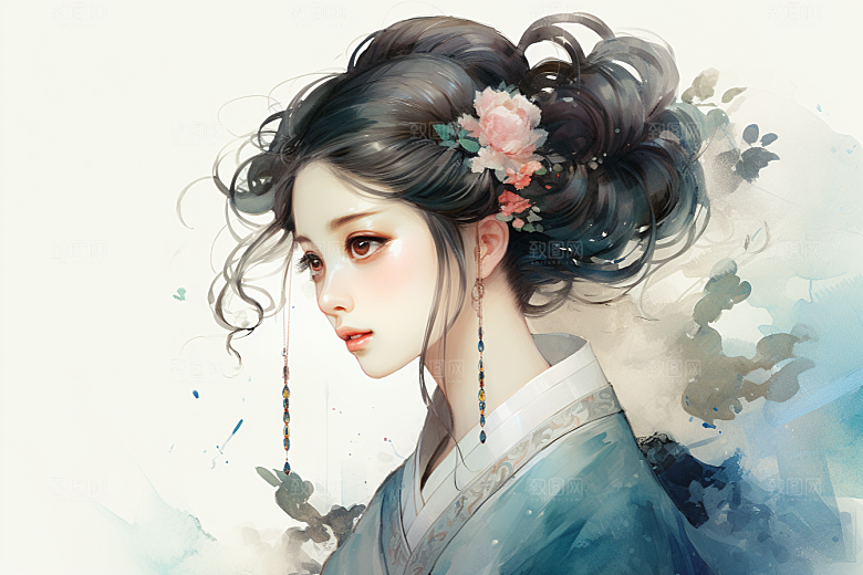 新中式美女温婉中国风插画