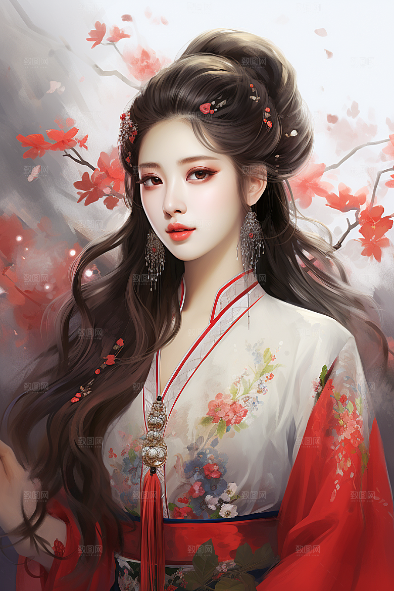 新中式美女唯美艺术插画