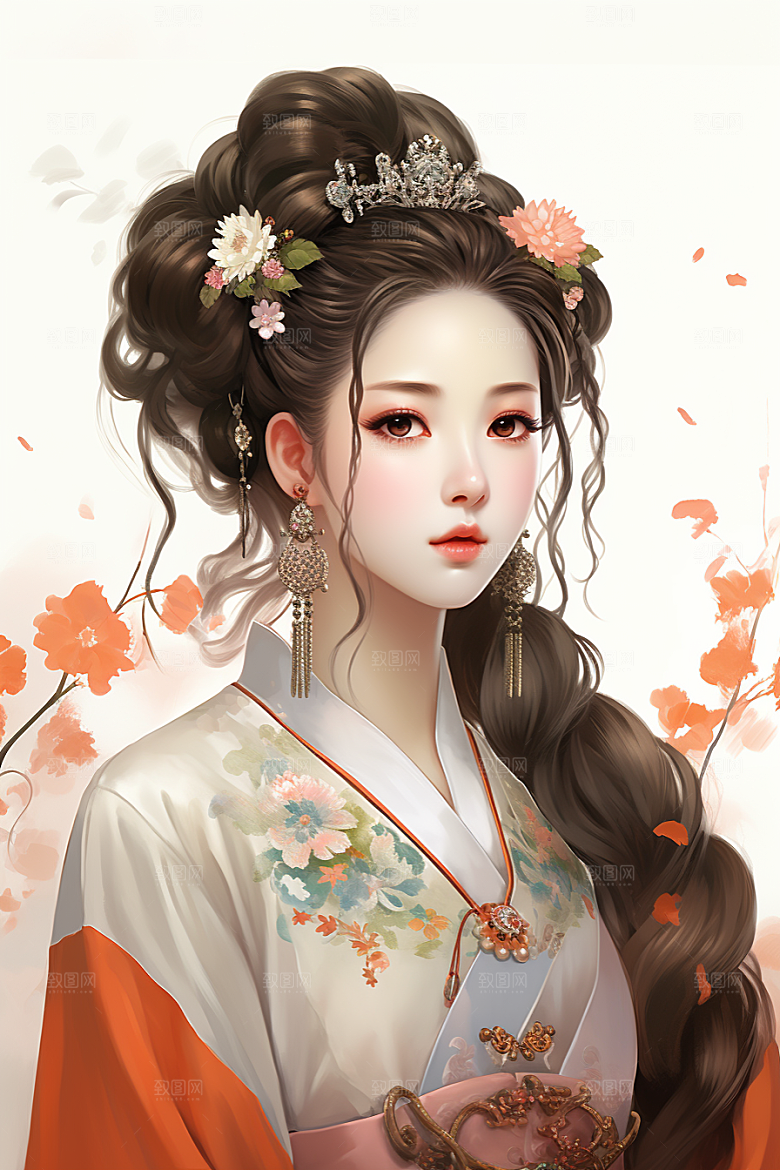 新中式美女温婉艺术插画