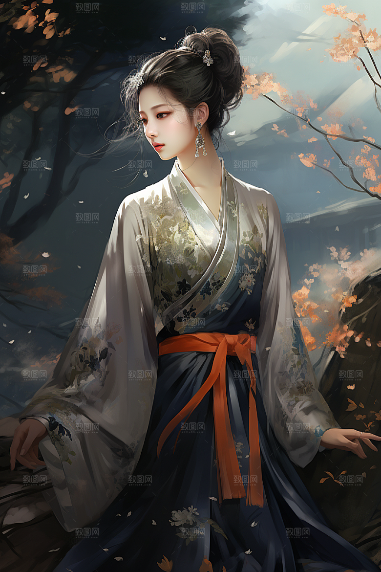 新中式美女文艺中国风插画