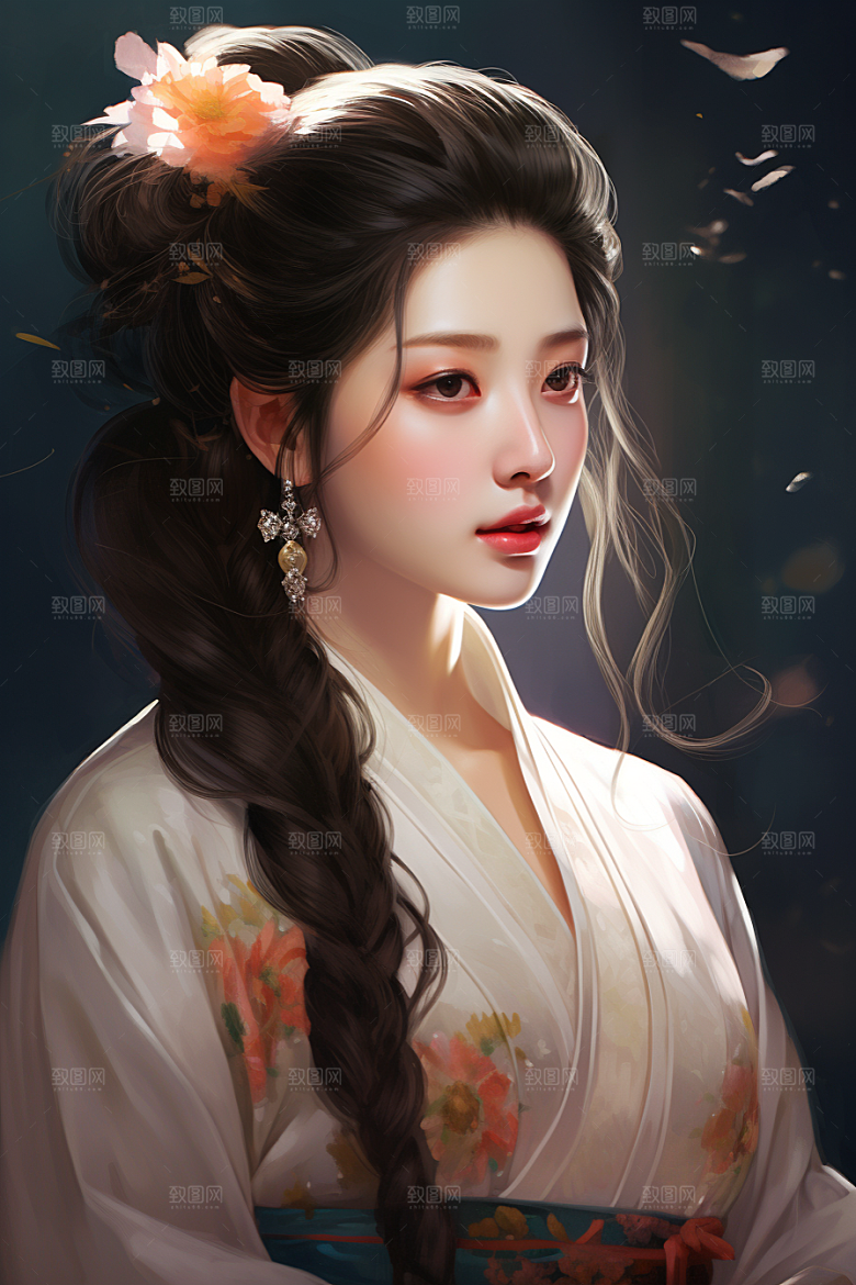 新中式美女唯美中国风插画