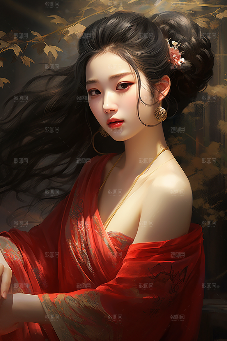 新中式美女高清中国风插画