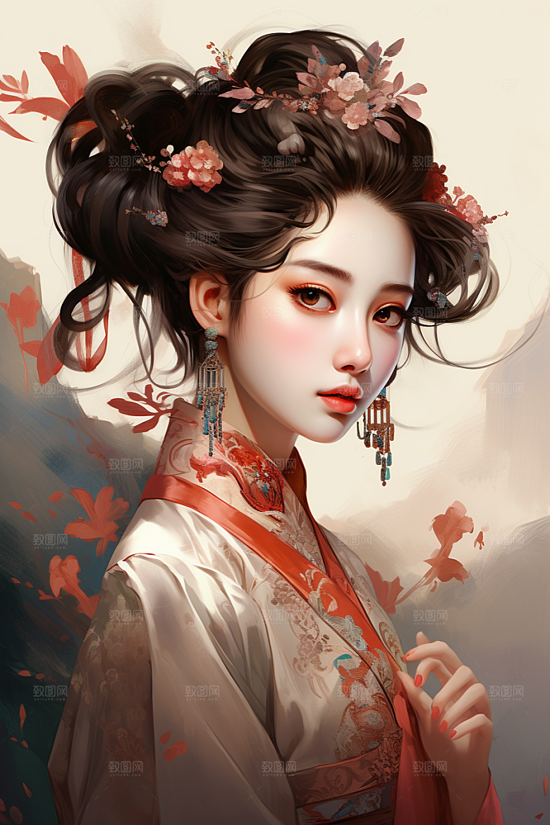 新中式美女艺术温婉插画