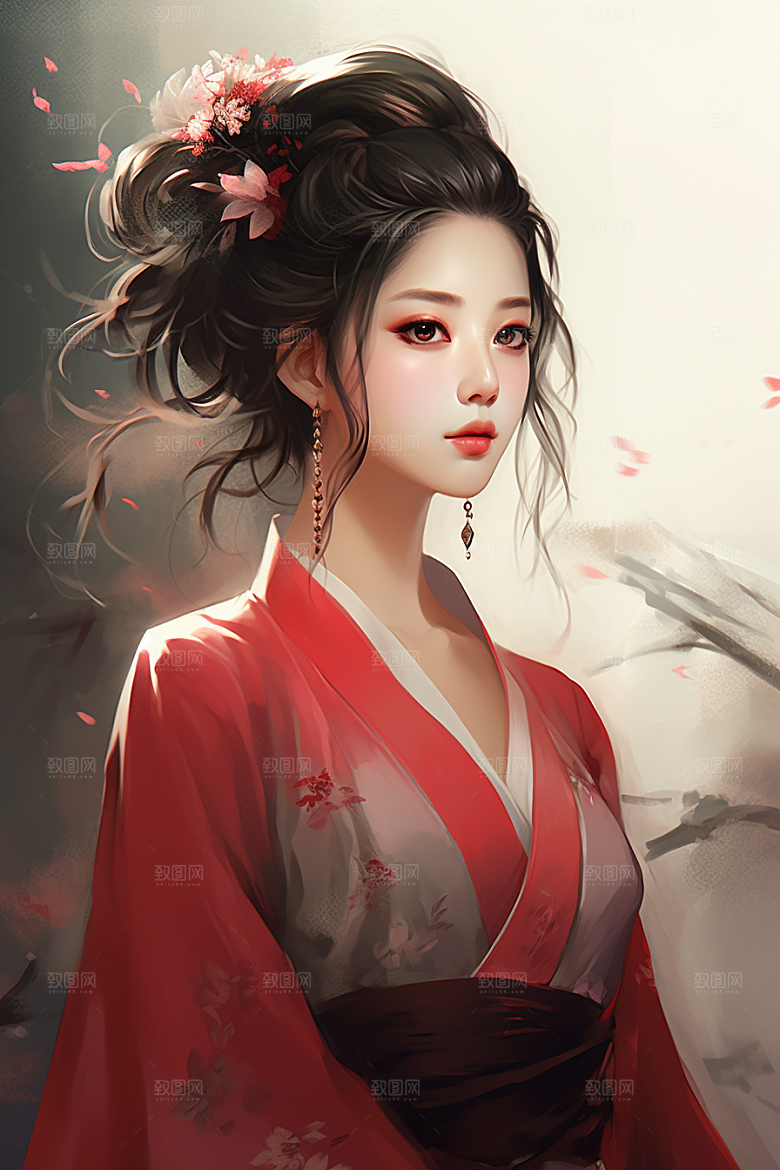 新中式美女唯美中国风插画