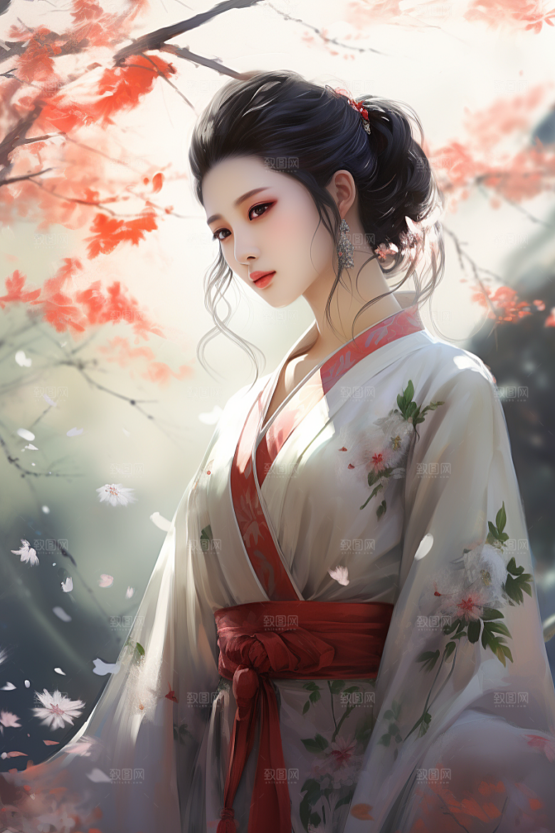 新中式美女温婉中国风插画
