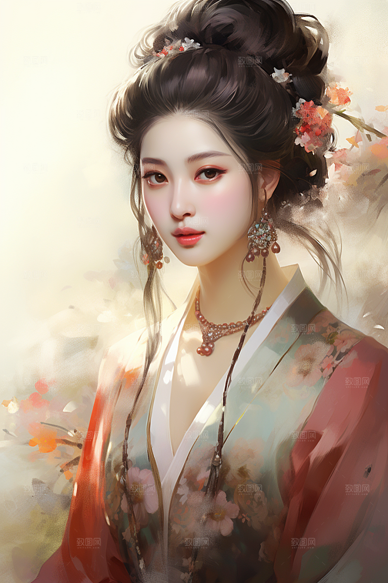 新中式美女文艺中国风插画