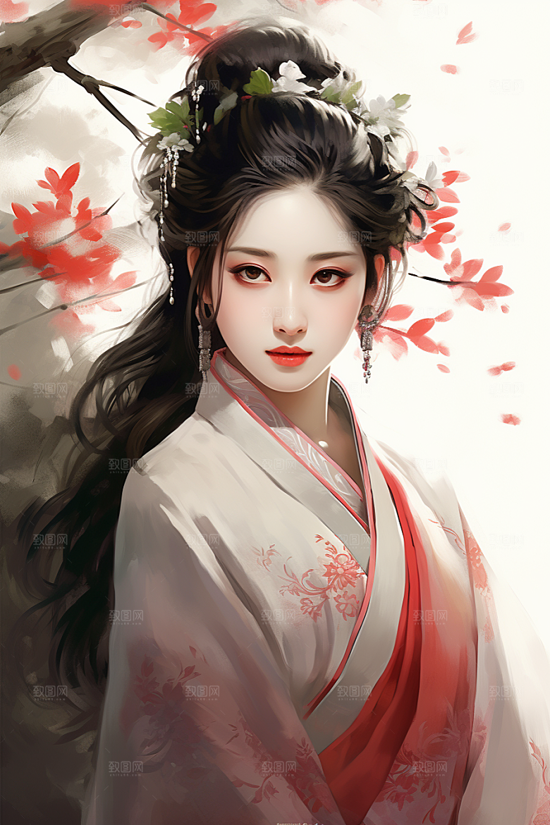 新中式美女中国风中国风插画