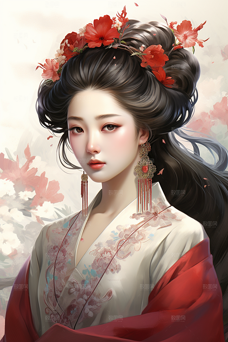 新中式美女中国风温婉插画