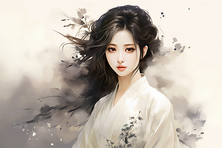 新中式美女手绘中国风插画