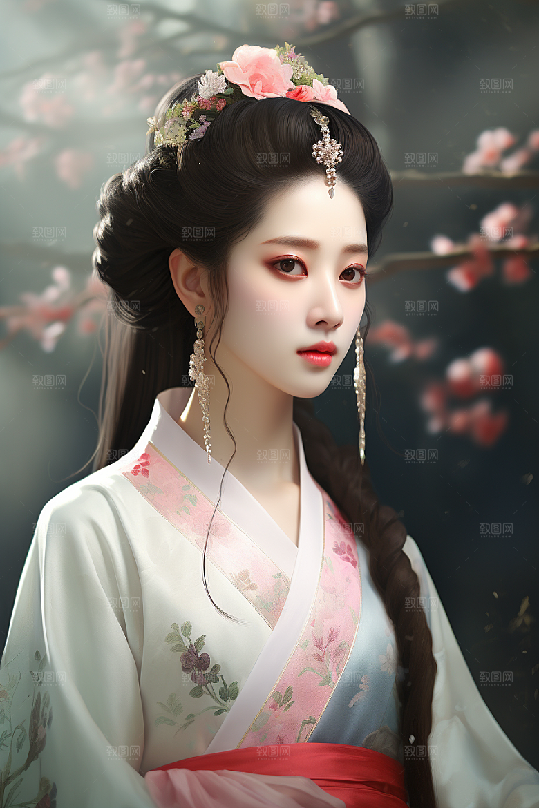 新中式美女温婉中国风插画