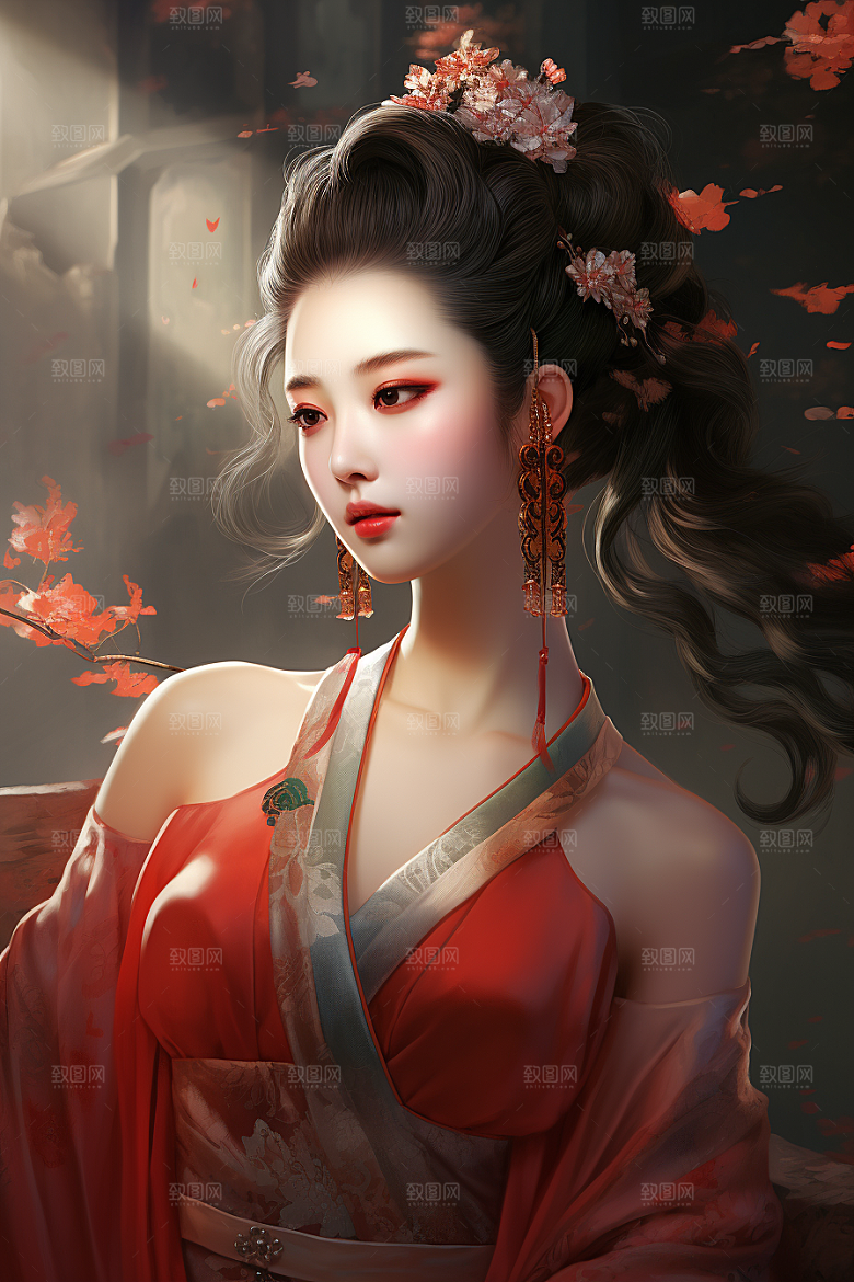 新中式美女高清中国风插画